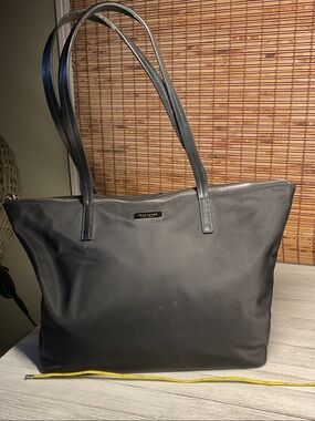 kate spade black nylon tote with leather straps